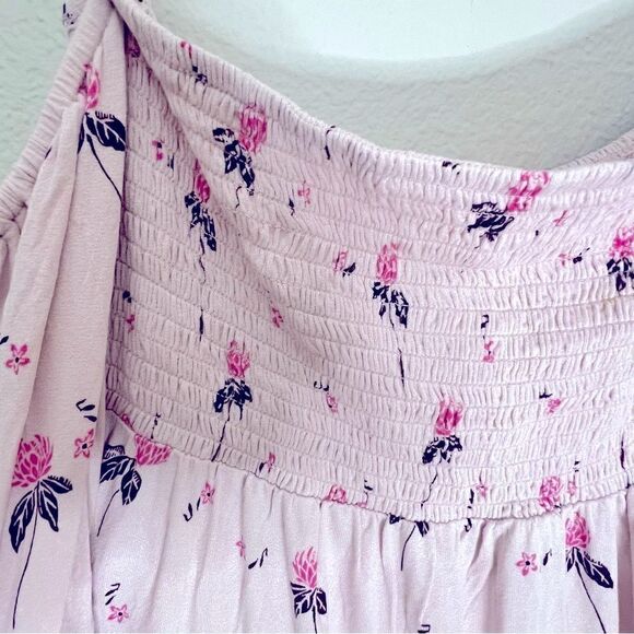 Free People Lana cloudberry, pink floral Rusching Off Shoulder Tunic NWOT large - Picture 3 of 15